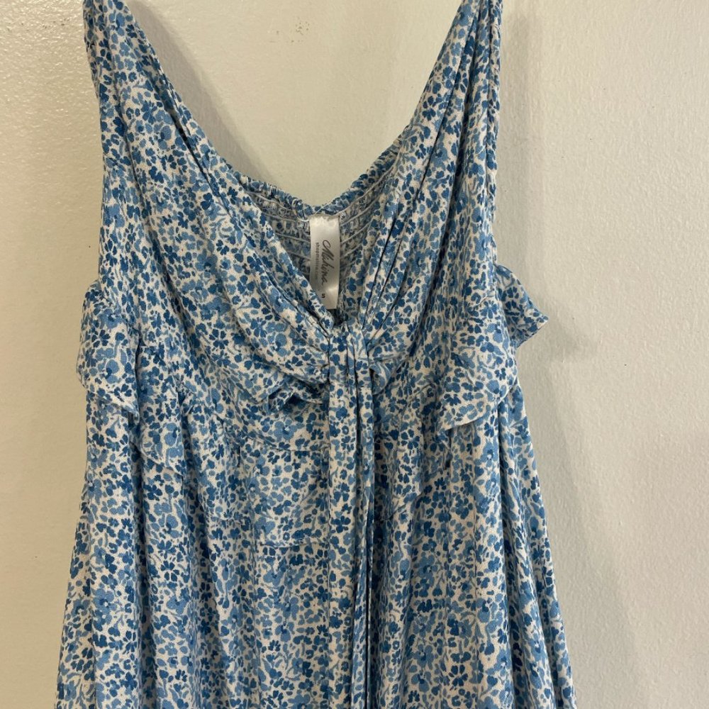 Mahina floral strapless dress w/ slit